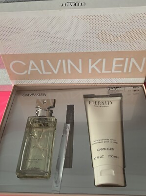 #ad Eternity Calvin Klein Gift Set Perfume 3.3oz amp; Body Lotion 6.7oz Missing Roller $54.99