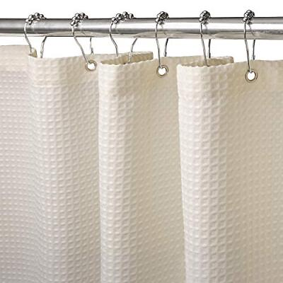 #ad Waffle Weave Fabric Shower Curtain 230 GSM Heavy Duty Weighted Hem Cream $33.60