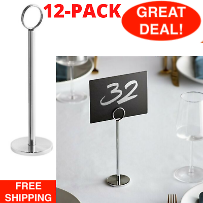 #ad 12 PACK 8quot; Stainless Steel Silver Menu Number Place Card Holder Restaurant Table $56.99