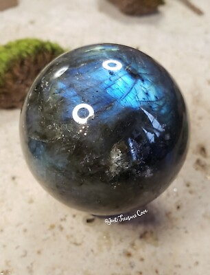 #ad Natural Blue Flash Labradorite Sphere Round Stone Ball 45mm Gemstone USA $28.88