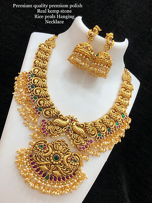 #ad Bollywood Style Indian Gold Plated Simulated Ruby Choker Necklace Jewelry Set $289.99