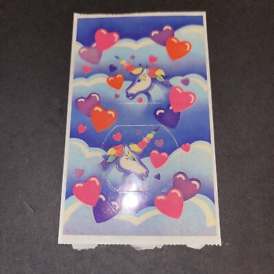 #ad Vintage 80s Sticker Lisa Frank Unicorns amp; Hearts Light Switch Cover 4”x3” RARE $19.95