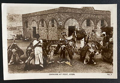 #ad Mint Aden Real Picture Postcard Caravan At Rest $39.99