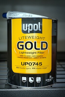 #ad UPOL UP0745 FLYWEIGHT GOLD Lightweight Body Filler 1 Gallon 3 Liter Can $55.99