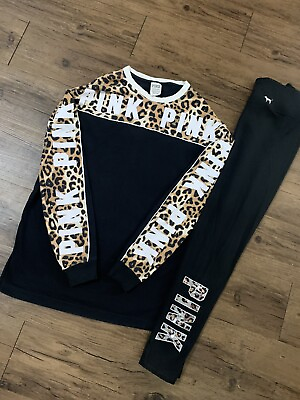 #ad Victoria’s Secret Pink Leopard Campus Tshirt Cheetah bling Leggings outfit s $150.00