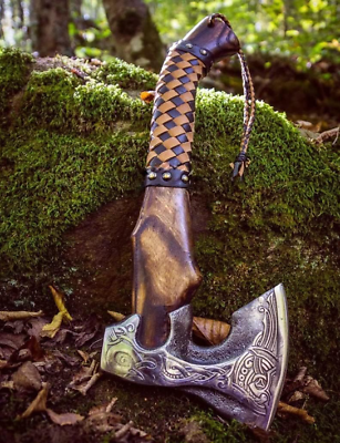 #ad Custom Handmade Carbon Steel Viking Axe VALHALLA Axe Throwing Norse with Sheath $55.99