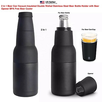 Stainless Steel Beer Bottle Can Koozie BPA Free Double Insulated Holder Opener $20.99