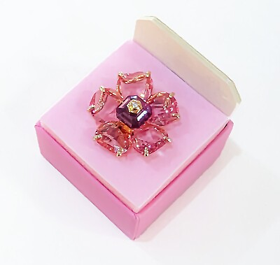 #ad NEW 100% Authentic SWAROVSKI Gold Pink Flower Florere Cocktail Ring 5657281 $169.15