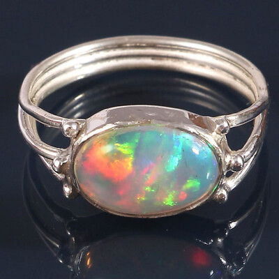 #ad Ethiopian Opal 925 Sterling Silver Band Ring Handmade Statement Jewelry kd8780 $15.12
