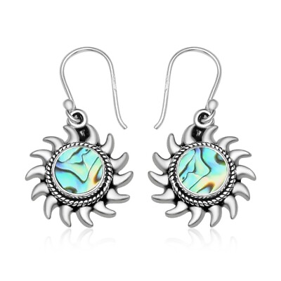 #ad Abalone Gemstone Sterling Silver Swirl Sun Drop Dangle Earring For Women amp; Girls $15.63