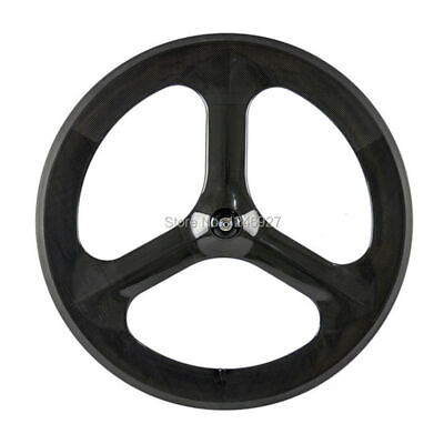 #ad 70mm Depth Carbon Wheelset Clincher Tubular Front Rear Road Bike Wheels 3 Spoke $455.67
