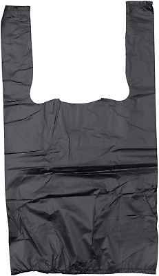 #ad Plastic Black Medium Plain T Shirt Bag 10.25X 5.5X 18quot; 20 Mic 1000 Bags Case $20.99