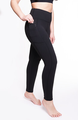 #ad Women Leggings High Waist Black Yoga Pants Tummy Control Pockets 28quot; AZARMAN $9.99