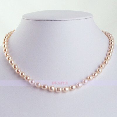 #ad Genuine Natural Pink Rice Pearl Chain Choker Necklace for Women Girl Gift $16.99