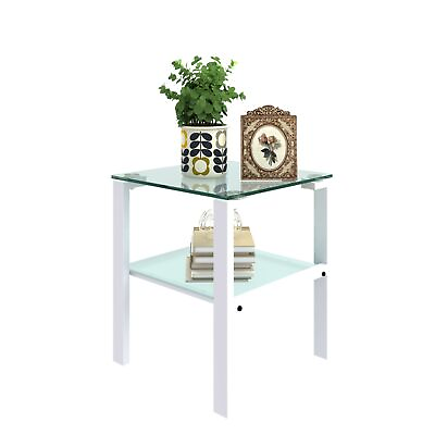#ad Glass Tea Table Small Round Side Table White Fits Bedroom amp; Living Room $99.38