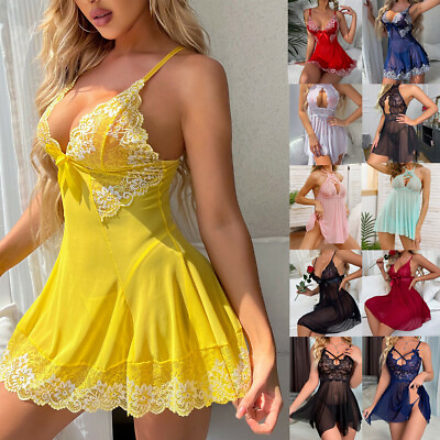 #ad Women#x27;s Sexy Lingerie Babydoll G string Sleepwear Underwear Lace Dress Nightwear $12.99