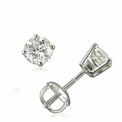 #ad 14K White Gold 0.25 TCW Round Cut Enhanced Diamond Stud Screw Back Earrings $299.00