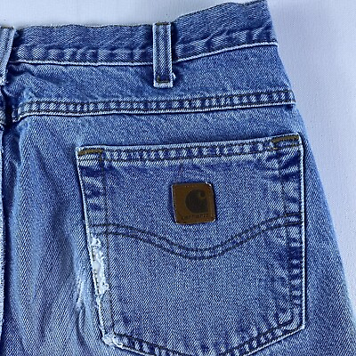 #ad Carhartt Jeans Adult 34 29 Blue Denim Workwear Medium Wash Pants Mens *READ* $10.50