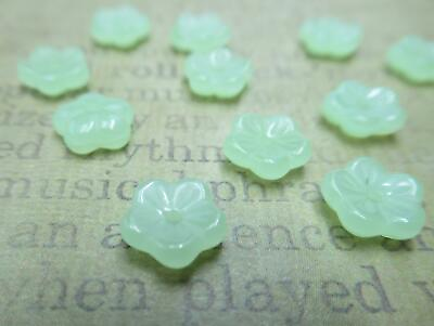 #ad Czech Glass Flower Beads Small 8mm Green Opal Daisy Beads Bead Caps Qty 12 $1.87