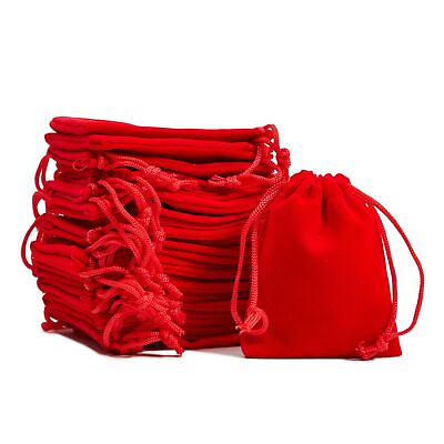 #ad 50 pcs Jewelry Pouch Small Velvet Drawstring Gift Bags Storage for Wedding Party $14.99