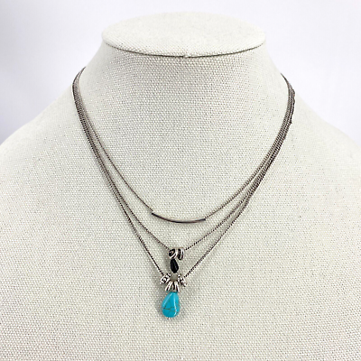 #ad Mia Jewelry Set Silver Tone Layered Faux Turquoise Boho Western Jewelry $8.46