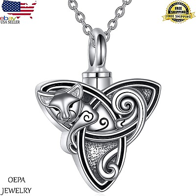 #ad Triquetra Cat Necklace Women Sterling Silver Celtic Trinity Knot Necklace $120.00
