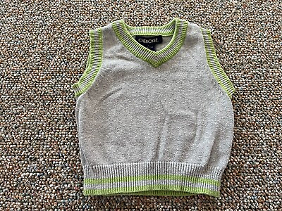 #ad Cherokee Boys Gray amp; Green Knit Sweater Vest 12M $2.99
