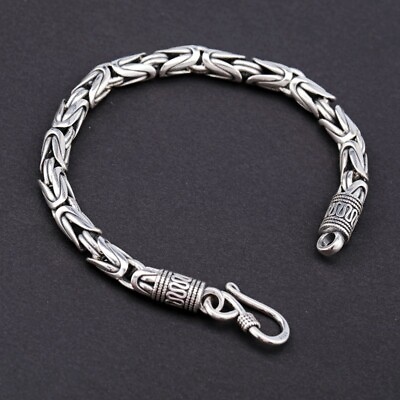 #ad Fine Pure S925 Sterling Silver Chain Men Women 4mm Byzantine Link Bracelet $34.96