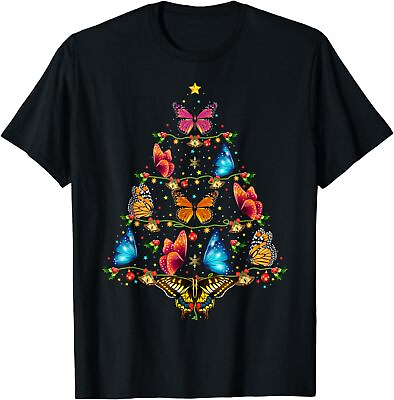 #ad NEW Butterfly Bird Lover Xmas Gift Butterfly Christmas Tree Gift T Shirt S 3XL $22.99