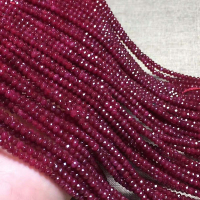 #ad Faceted 2x4mm Natural Brazil Red Ruby Gemstone Rondelle Loose Beads 15 inches $2.69