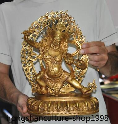 #ad 12#x27;#x27; Tibetan Ancient temple bronze Gilt Mahakala Wrathful Deity Buddha Statue $335.40