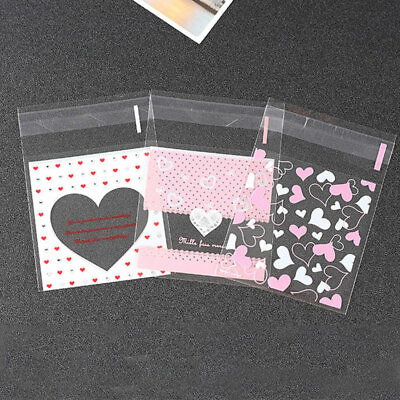 #ad #ad 100Pcs Plastic Bags Heart Cookie amp; Candy Bag Self Adhesive Gift Packaging Bags☆ $4.60