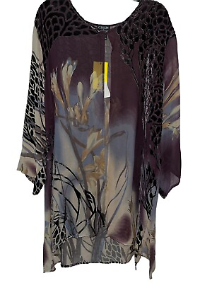 #ad NWT Citron Santa Monica Collection Silk Blend Kimono Plus Size 2X OO210 $150.00