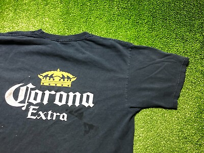 Vintage Corona Extra Beer Men#x27;s Short Sleeve Graphic Tee Size Large Blue $17.39