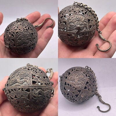 #ad Wonderful Antique Bronze Art Engraving Ball $120.00