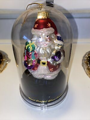 #ad Unique Treasure Glass Hand Blown Christmas Santa Claus Ornament $12.99