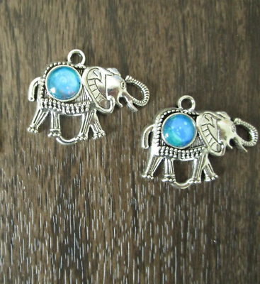 #ad Elephant Pendant Charm Glass Cabochon Jewelry Making Supplies Your Choice $3.50