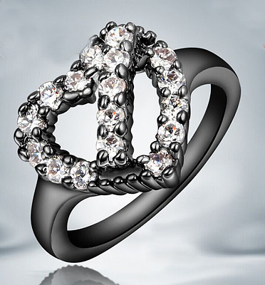 Yayi jewelry Woman‘s Zirconia Black Gold Filled Wedding Engagement Ring $1.75