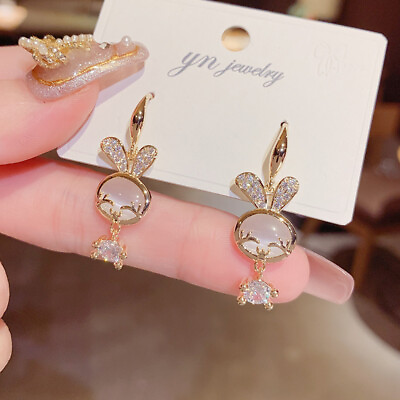 #ad Fashion Rabbit Cubic Zirconia Earrings Stud Charm Jewelry Women Wedding Gift C $3.31
