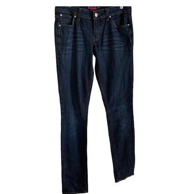 #ad RSQ Paris Skinny Women Juniors Dark Wash Blue Jeans Sz 9R 32x31 Whiskered Denim $9.99