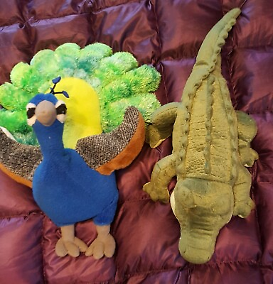 #ad Lot of TWO Plush Toys from the Zoo Peacock and Crocodile $14.99