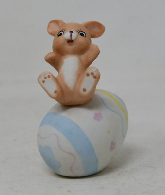 #ad Vintage Lego Ceramic Easter Bunny Sliding Off A Decorated Easter Egg 4 Inch $8.99