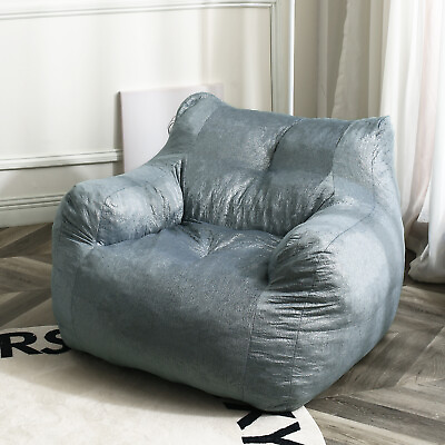 #ad Namp;V Bean Bag Sofa for Adult Teens Bean Bag Chair with Foam Filling Gray Blue $119.97