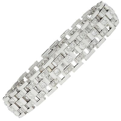 #ad French Mid Century 4.20 CTW Diamond Platinum Vintage Panther Link Bracelet $13050.00