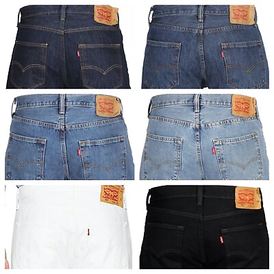 #ad #ad Levis 501 Original Fit Jeans Straight Leg Button Fly 100% Cotton Blue Black $42.98