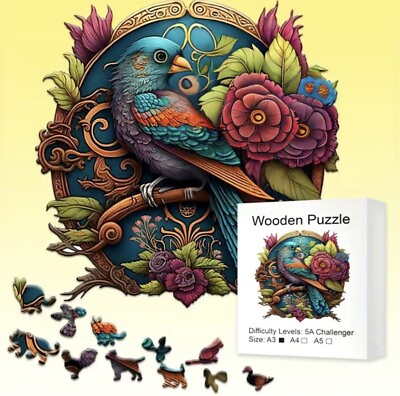 #ad Flower Forest Bird Wooden Puzzles for adult Beautiful Gift Package family game $28.50
