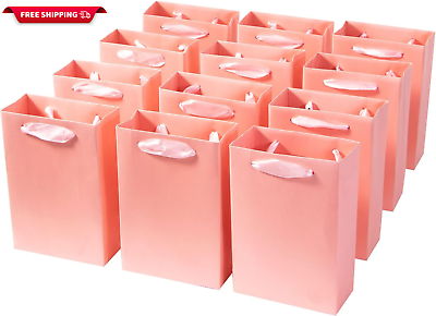 #ad Pink Gift Bags 12 Pack 5.03‘’ × 2.36‘’ × 7.40‘’ Small Gift Bags Paper Party Favo $22.71