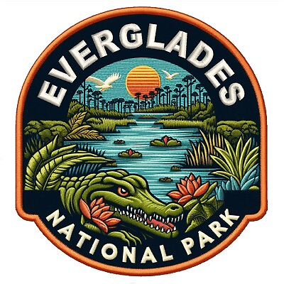 #ad Everglades National Park Patch Iron on Applique Nature Badge Egret Wetlands FL $24.87