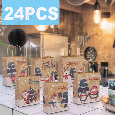 #ad #ad 24 PCS Christmas Gift Bags Paper w Handles Treat Bags for Holiday Paper Bags $16.35