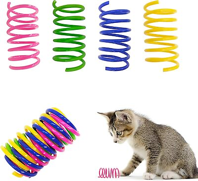 #ad 30 Packs Cat Spring Toys Plastic Springs Cat Toys Colorful for Cat Kitten Pets $8.20